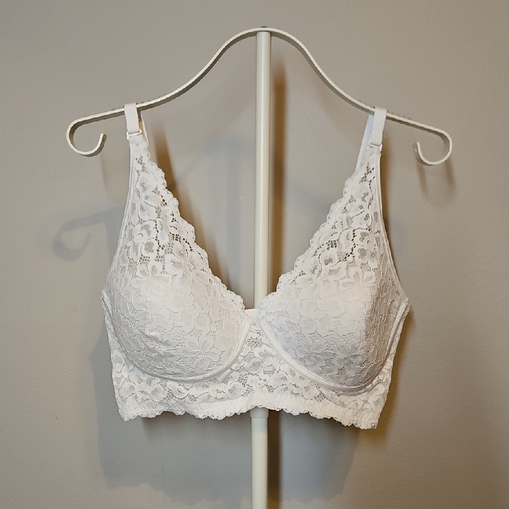 Maidenform White Lace Bra Adjustable Straps Supportive 40D
